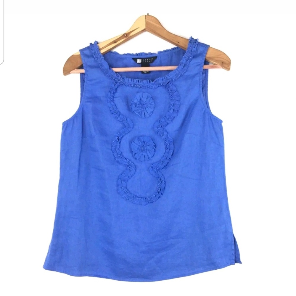 ❤️Carole Little top blouse tank Embroidered